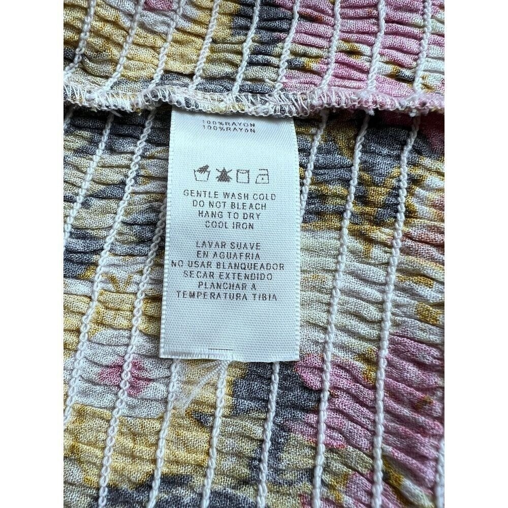 Mystree Floral Smocked Halter Top Romantic Summer Cami Pink Yellow Black - Picture 4 of 5